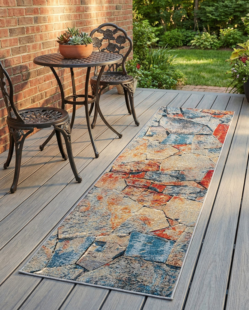 Urban Terrace Collection Area Rug -  Boulevard Runner Multi  lifestyle 70