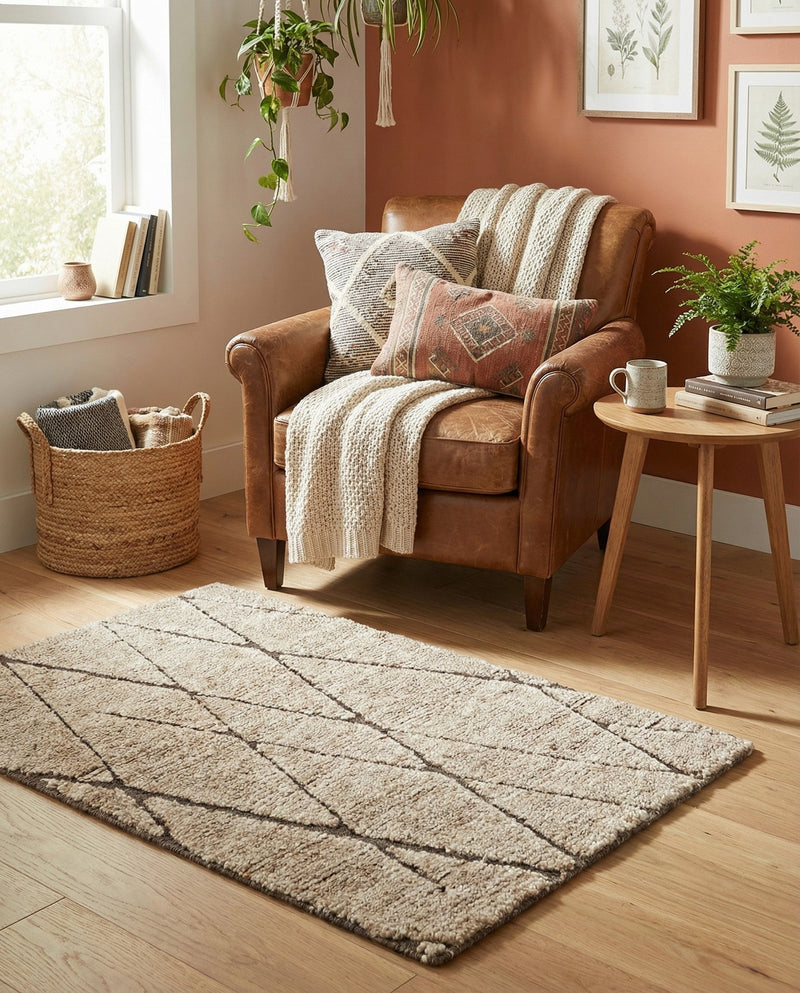 Sahara Berber Wool Collection Area Rug - Marrakesh Rectangle Camel Brown  lifestyle 14