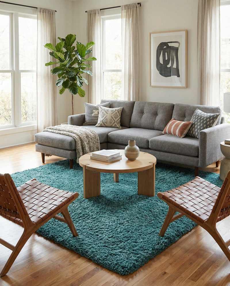 Alpine Plush Collection Area Rug -  Cortina (Aqua) Square Aqua  lifestyle 36