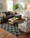 Lattice Gardens Collection Area Rug -  Bloomfield (Black) Rectangle Black  lifestyle 7