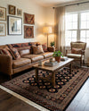 Samarkand Elegance Collection Area Rug -  Margilan (Black) Rectangle Black  lifestyle 14