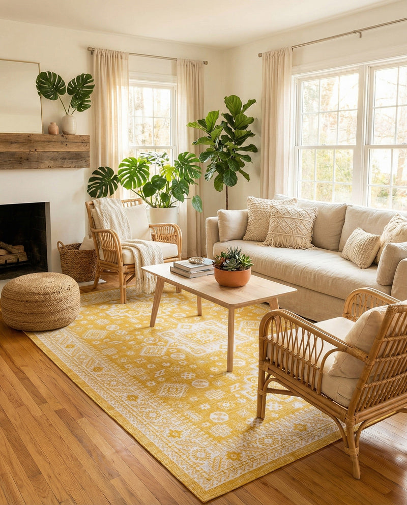 Tribal Terrace Treasures Collection Area Rug -  Incan Isle (Yellow) Rectangle Yellow  lifestyle 26