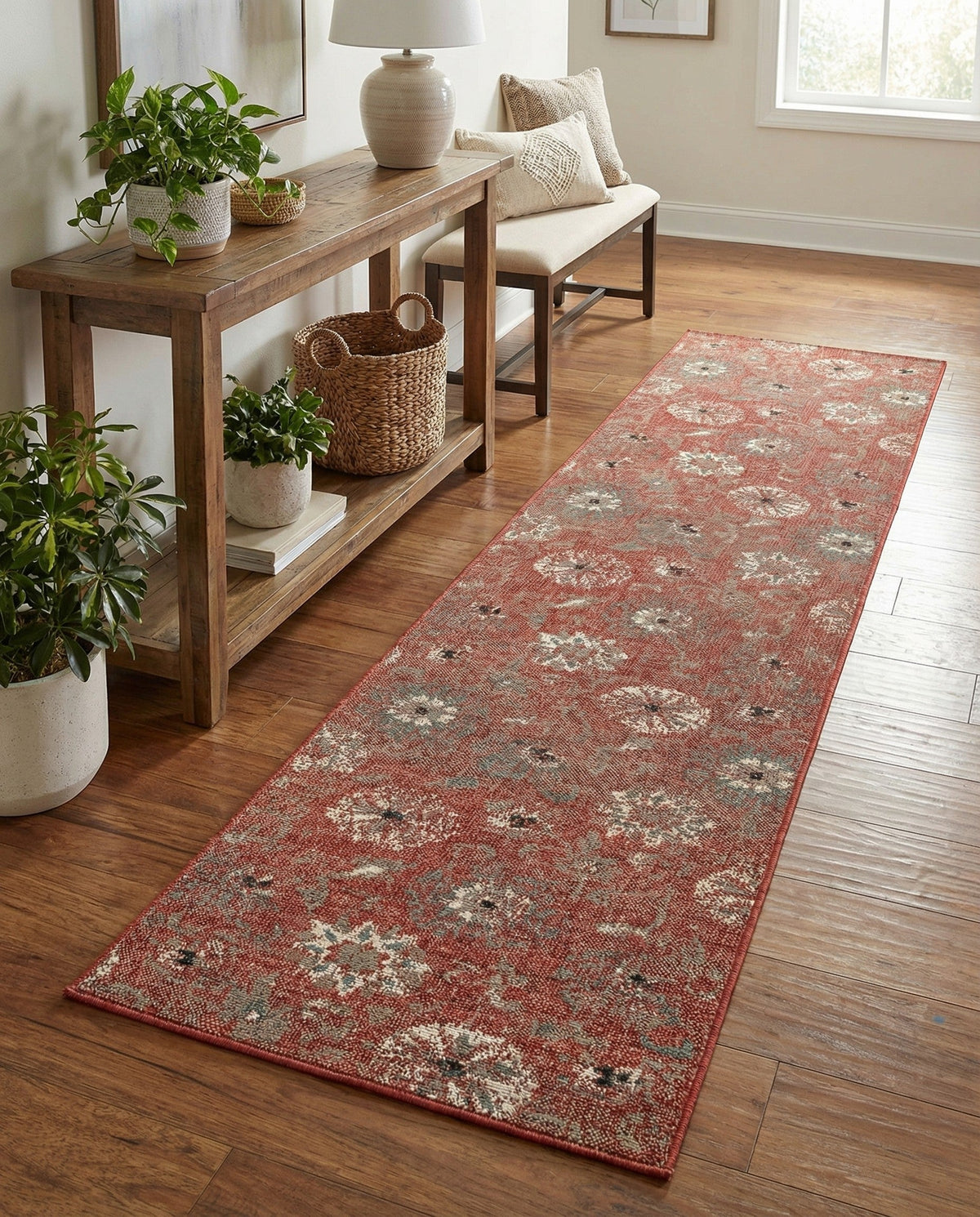 Seaside Blooms Collection Area Rug - Seychelles Runner Terracotta  lifestyle 117