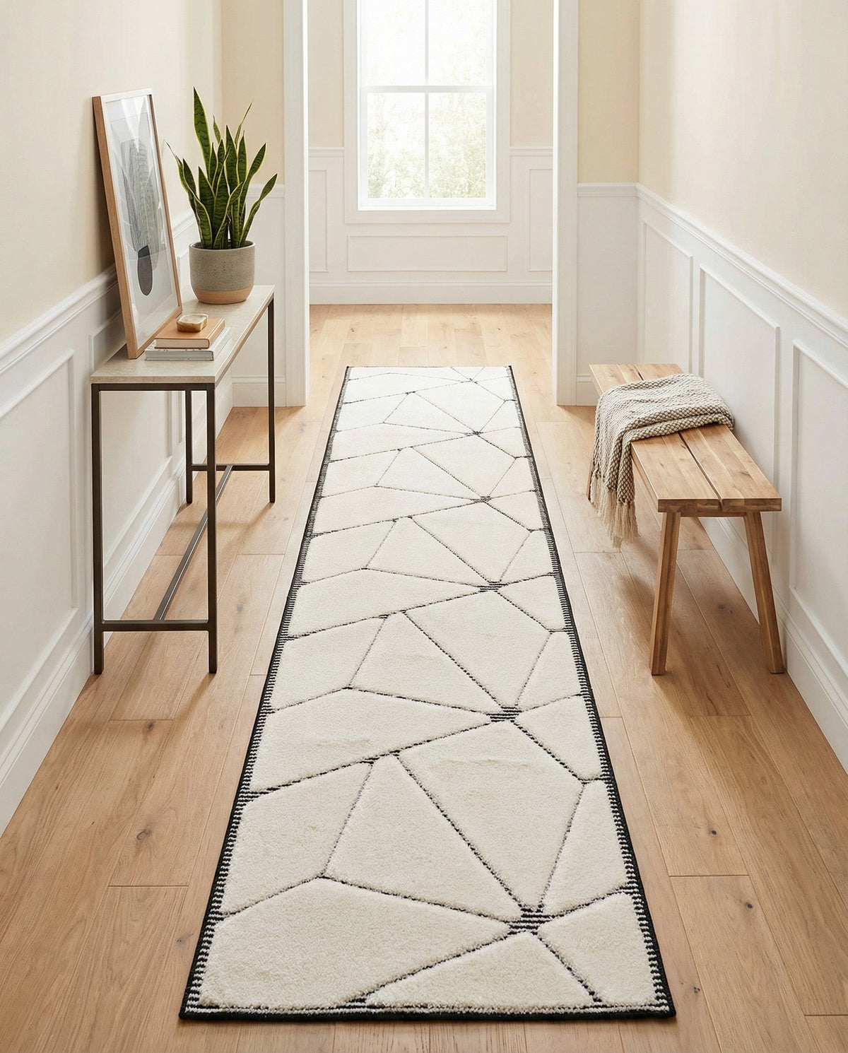 Monochrome Collection Area Rug -  Onyx Runner Ivory White  lifestyle 115