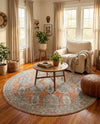 Seville Stripes Collection Area Rug -  Granada (Brick Red) Round Brick Red  lifestyle 57