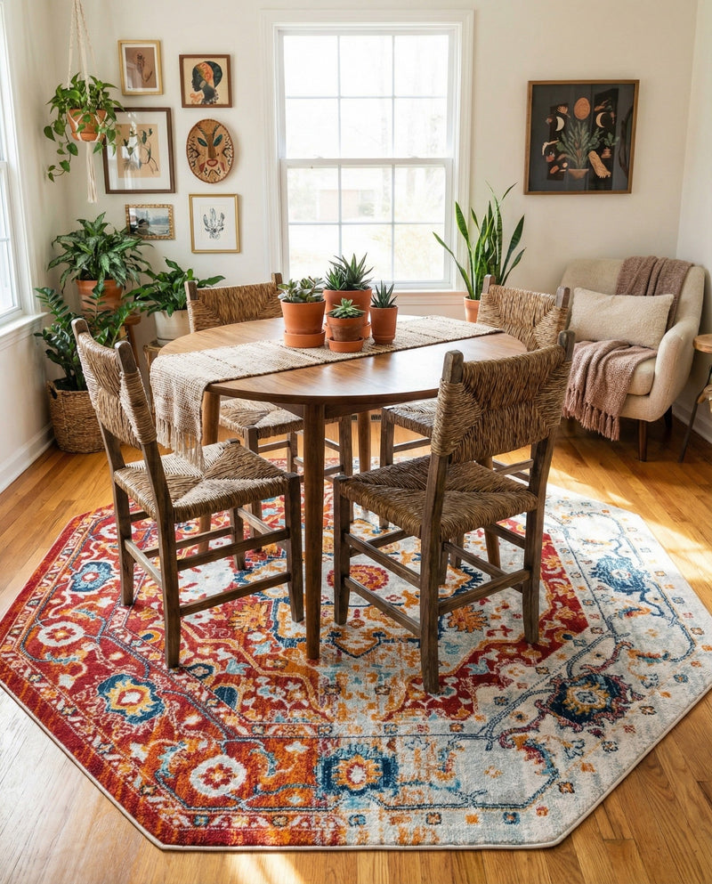 Parisian Elegance Collection Area Rug - Versailles (Rust Red) Octagon Rust Red  lifestyle 62