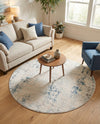 Aegean Elegance Collection Area Rug -  Milos Round Gray Blue  lifestyle 63