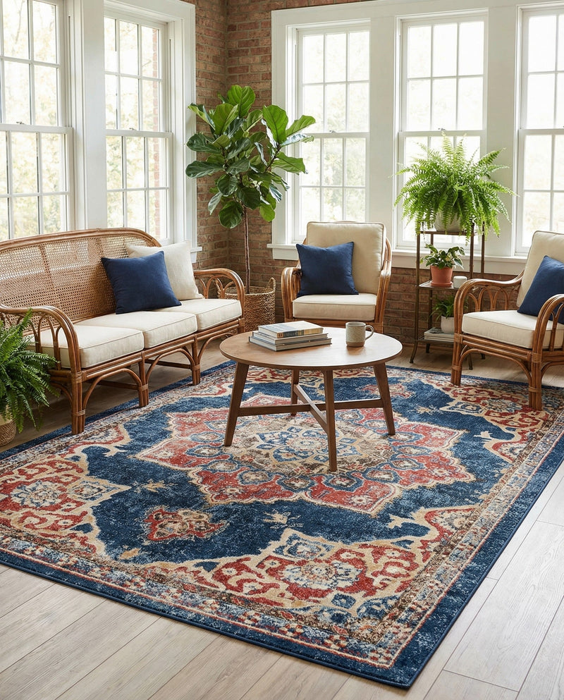 Eden Oasis Collection Area Rug -  Tranquility (Dark Blue) Rectangle Dark Blue  lifestyle 10