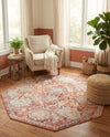 Seville Stripes Collection Area Rug -  Cordoba (Brick Red) Octagon Brick Red  lifestyle 61