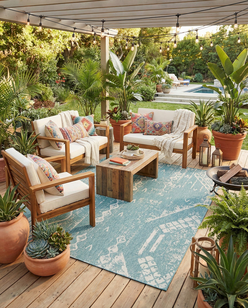 Desert Nomad Terrace Collection Area Rug - Sahara (Light Aqua) Rectangle Light Aqua  lifestyle 3