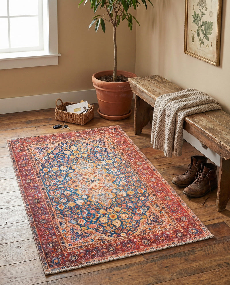 Heritage Elegance Collection Area Rug -  Hearst Rectangle Navy Blue  lifestyle 4