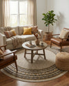 Soho Elegance Collection Area Rug -  Mercer (Beige) Round Beige  lifestyle 43