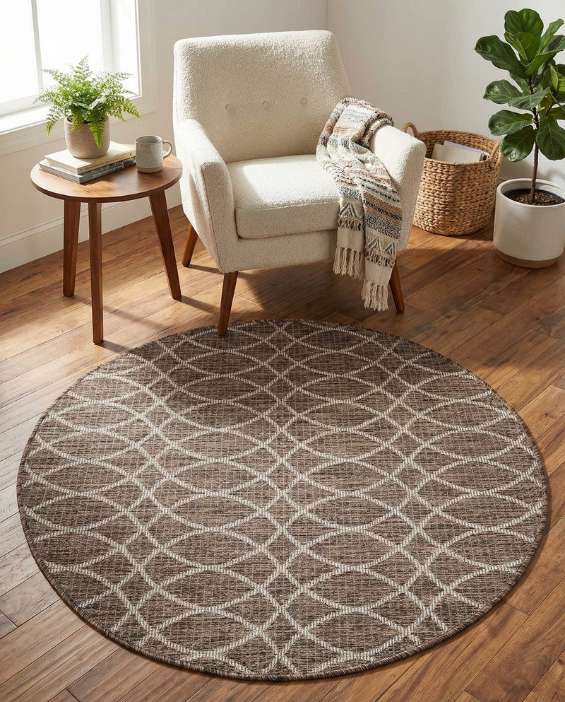 Savannah Pergola Collection Area Rug -  Pavilion (Brown) Round Brown  lifestyle 46