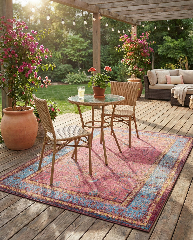 Patio Heritage Collection Area Rug -  Serenity Rectangle Vintage Salmon Coral  lifestyle 19
