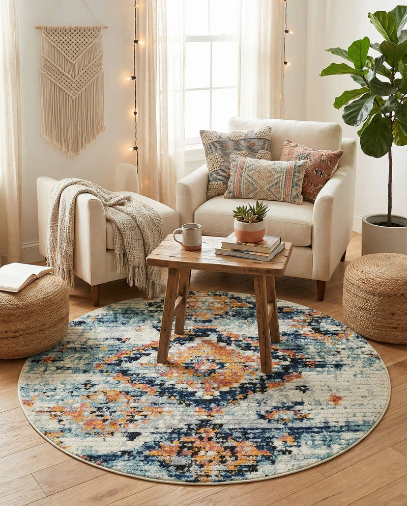 Tangier Treasures Collection Area Rug -  Fez Round Ivory  lifestyle 77