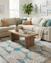 Seville Stripes Collection Area Rug -  Granada (Blue) Rectangle Blue  lifestyle 9