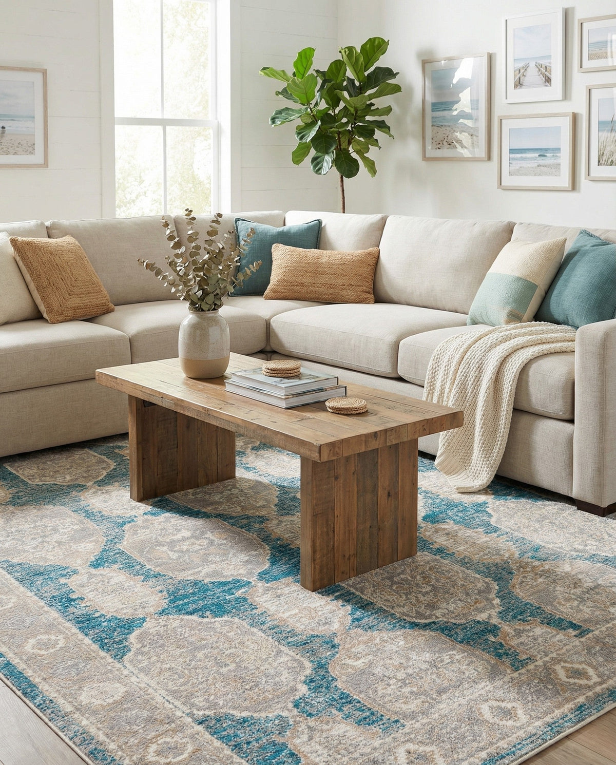 Seville Stripes Collection Area Rug -  Granada (Blue) Rectangle Blue  lifestyle 9