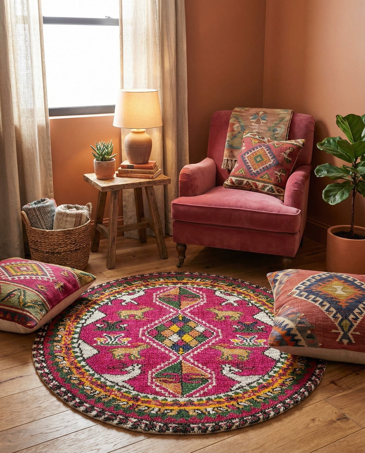 Sedona Vista Collection Area Rug -  Nolina Round Pink  lifestyle 87