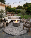 Tribal Terrace Treasures Collection Area Rug - Mayan Marina (Charcoal Gray) Round Charcoal Gray  lifestyle 50