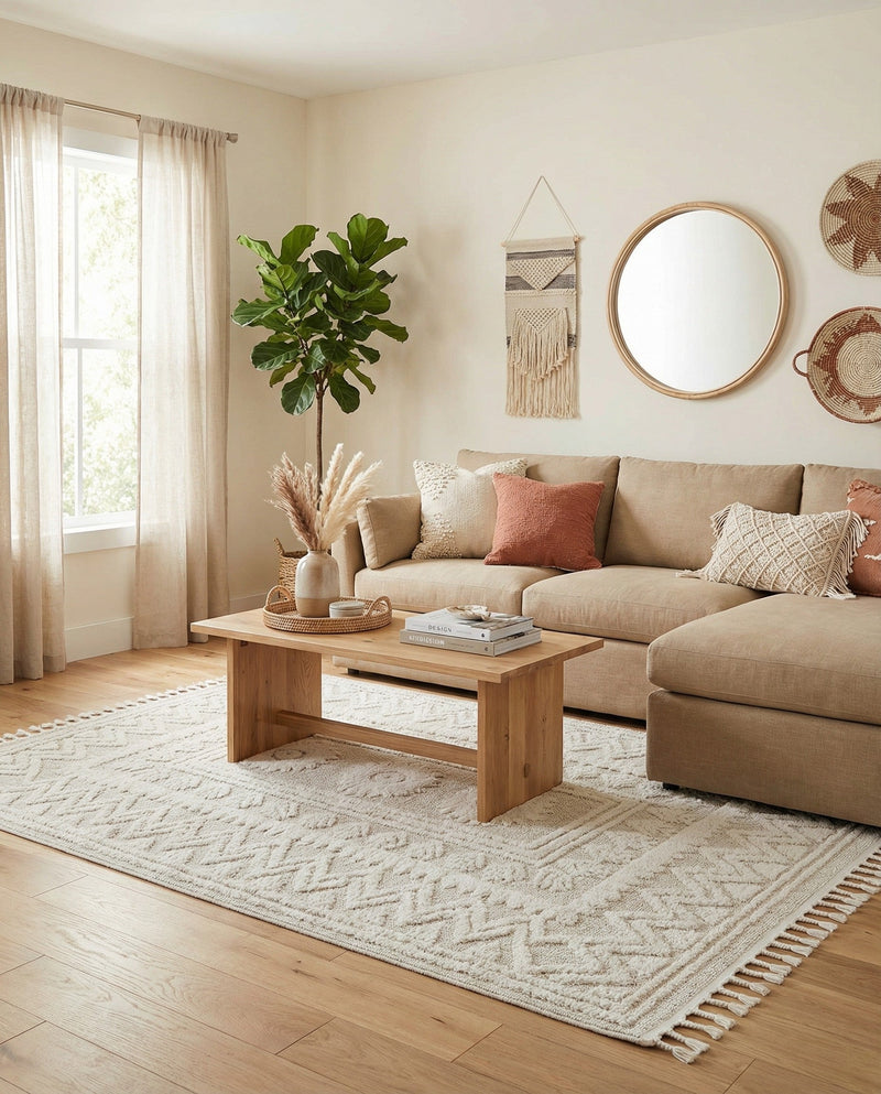 Sahara Chic Collection Area Rug -  Tangier Rectangle Ivory  lifestyle 37