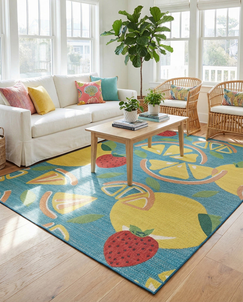 Coastal Terrace Collection Area Rug -  Cove Rectangle Blue  lifestyle 16