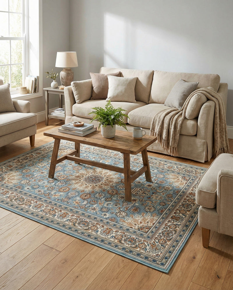 Patio Heritage Collection Area Rug -  Bower Rectangle Blue  lifestyle 23