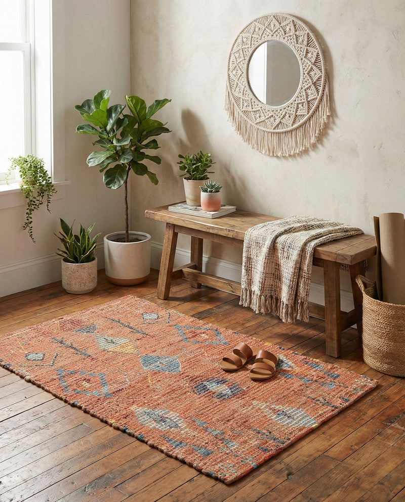 Savannah Threads Collection Area Rug -  Namib Rectangle Rust Red  lifestyle 3