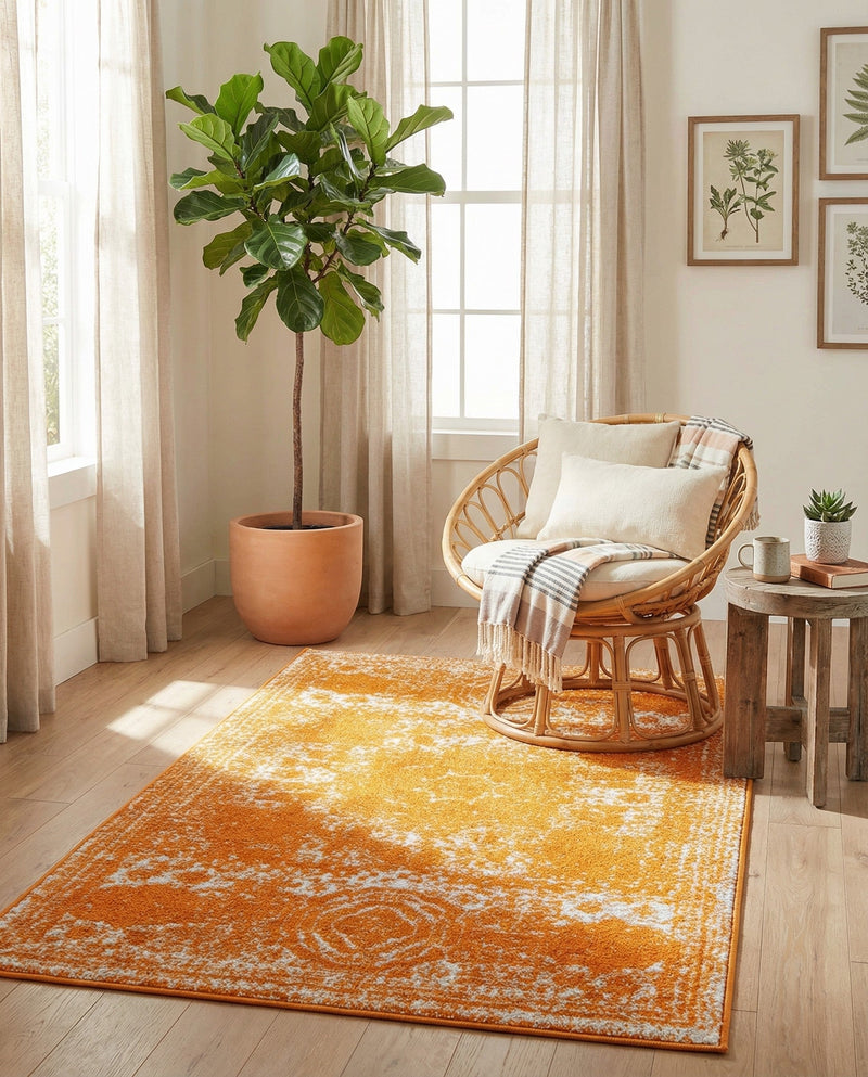 Dover Terrace Collection Area Rug -  Lagoon (Orange) Rectangle Orange  lifestyle 3