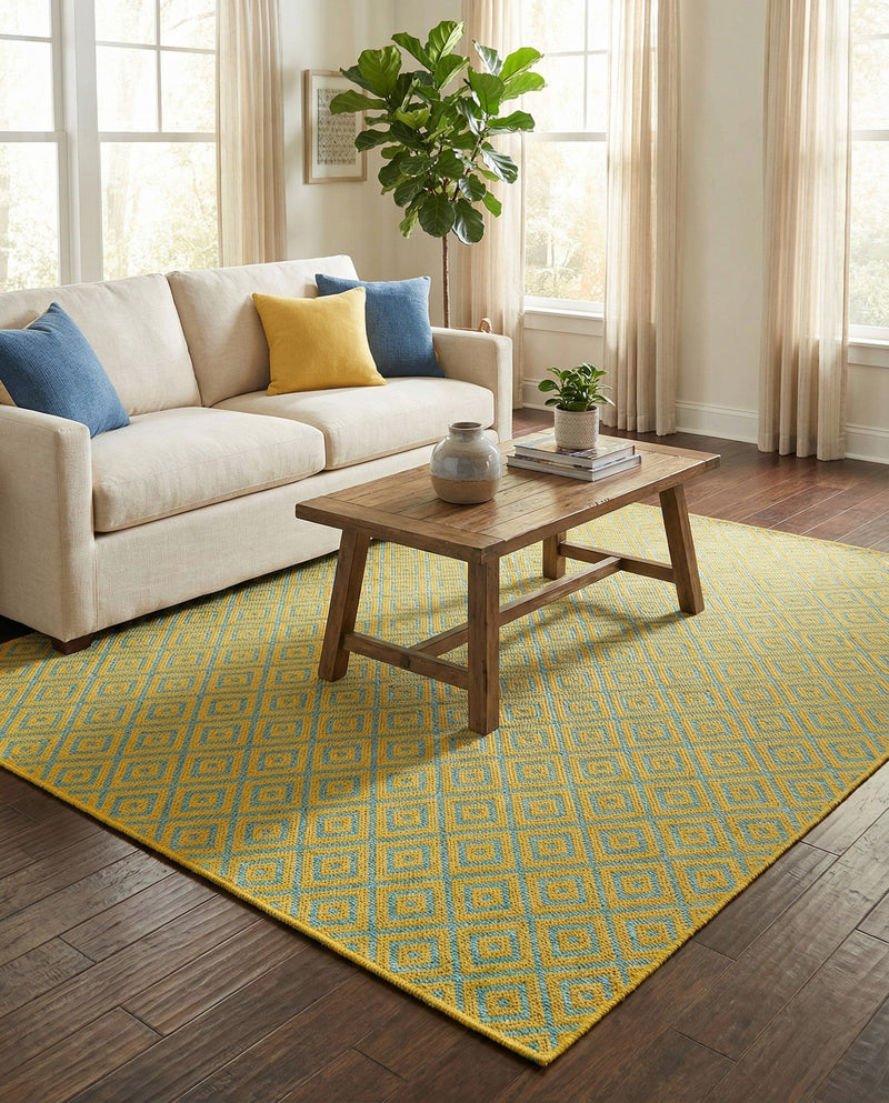 Urban Oasis Rugs Collection Area Rug -  Rooftop (Yellow and Aqua) Rectangle Yellow and Aqua  lifestyle 10