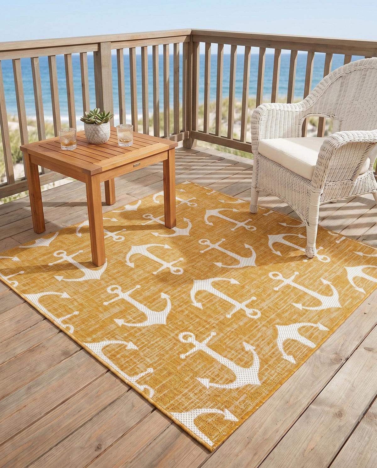 Seaside Haven Rugs Collection Area Rug - Sapphire (Yellow) Square Yellow  lifestyle 106