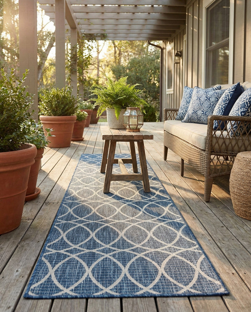 Savannah Pergola Collection Area Rug -  Pavilion (Blue) Runner Blue  lifestyle 51