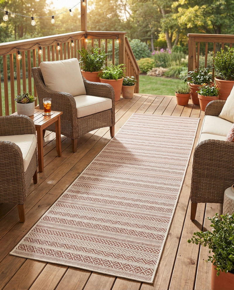 Seaside Stripes Collection Area Rug -  Boardwalk (Red) Runner Red  lifestyle 74