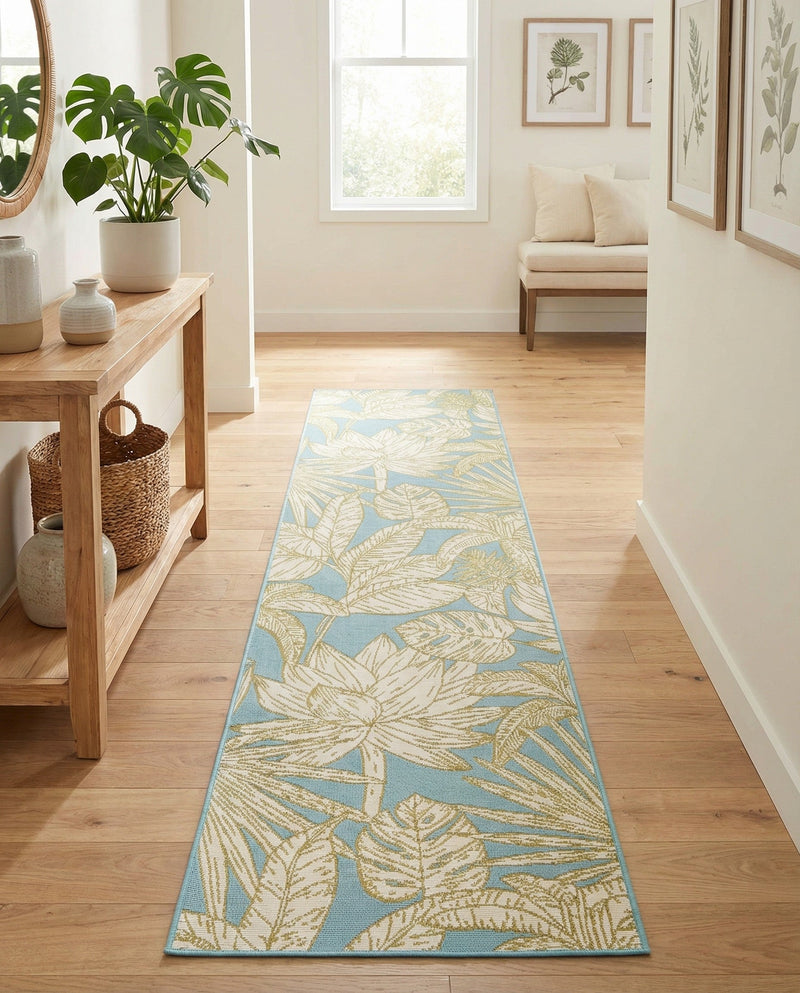 Seaside Blooms Collection Area Rug -  Shalimar Runner Soft Blue  lifestyle 50
