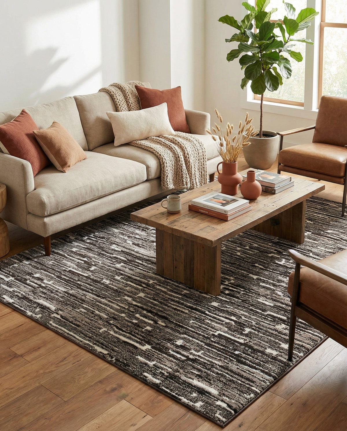 Sienna Collection Area Rug -  Rome Rectangle Black and Ivory  lifestyle 43
