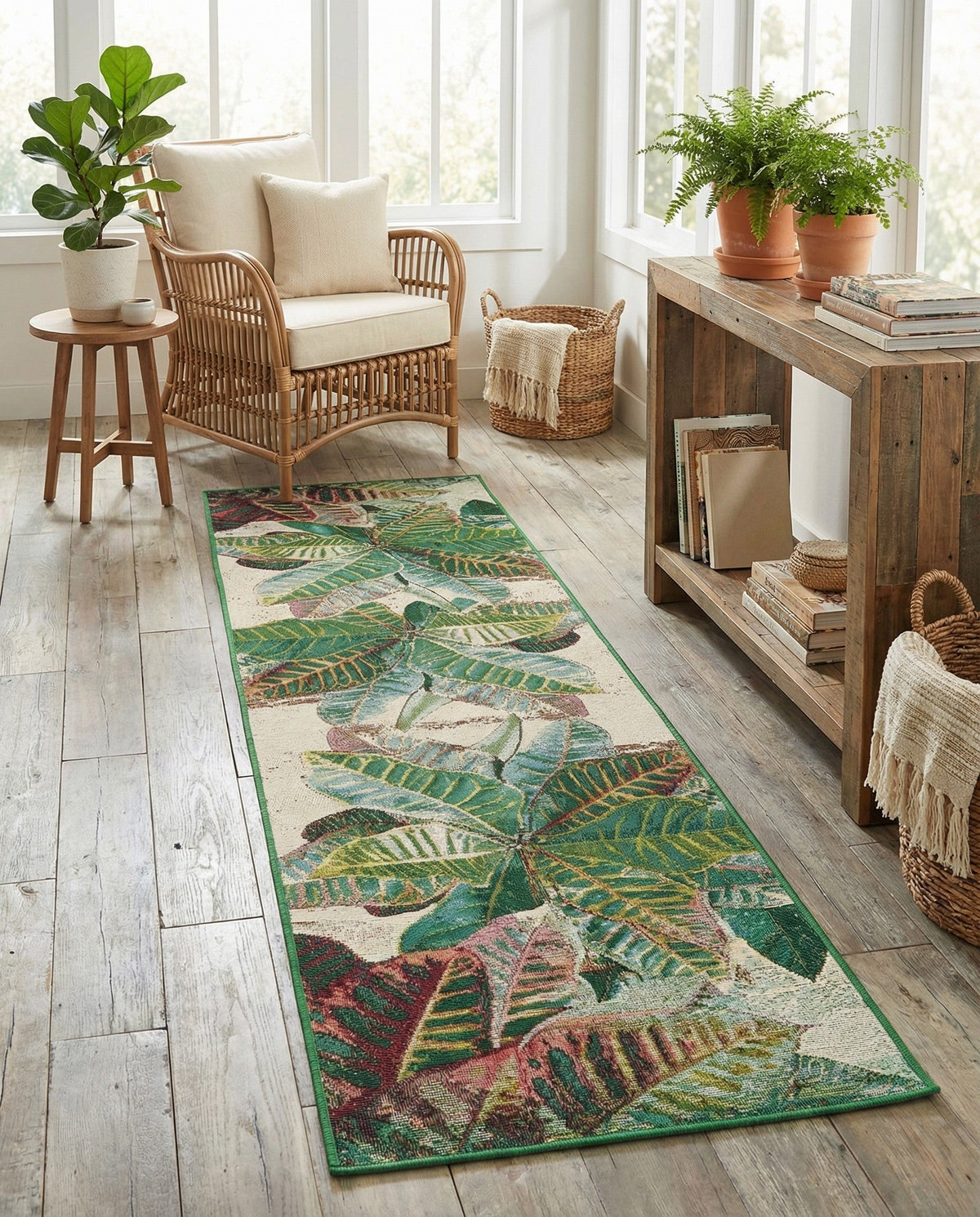Seaside Blooms Collection Area Rug -  Fern Runner Multi  lifestyle 132