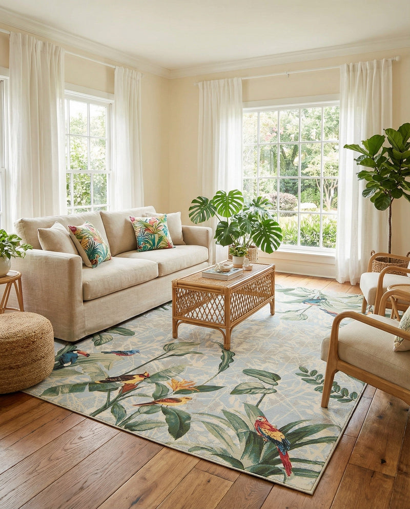 Seaside Blooms Collection Area Rug -  Tropic Rectangle Multi  lifestyle 25