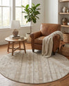 Cascade Range Collection Area Rug - Hood (Ivory) Round Ivory  lifestyle 94