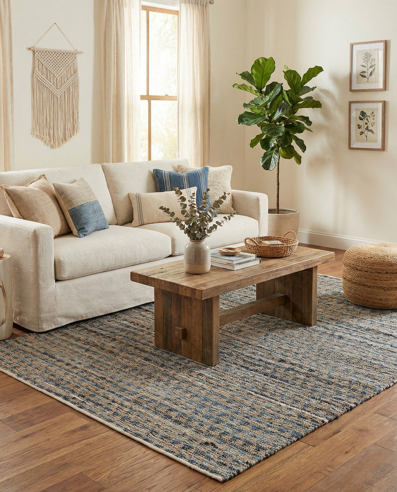 Osian Looms Collection Area Rug - Mumbai Rectangle Navy Blue  lifestyle 14