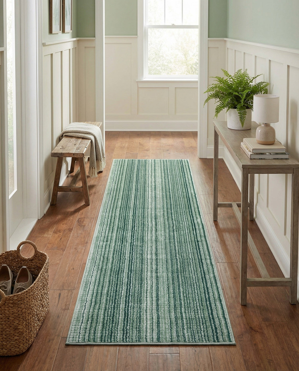 Jewel Oasis Collection Area Rug - Sapphire (Green) Runner Green  lifestyle 91