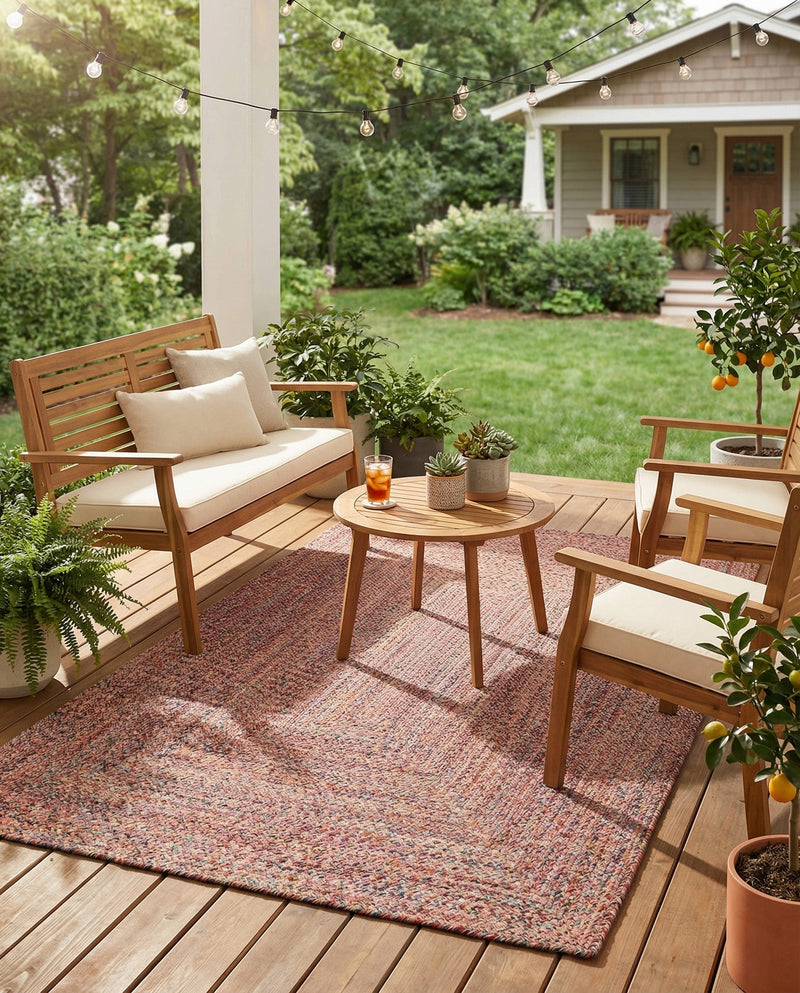 Sustainable Strands Indoor-Outdoor Oasis Collection Area Rug -  Sandbar (Multi) Rectangle Multi  lifestyle 3