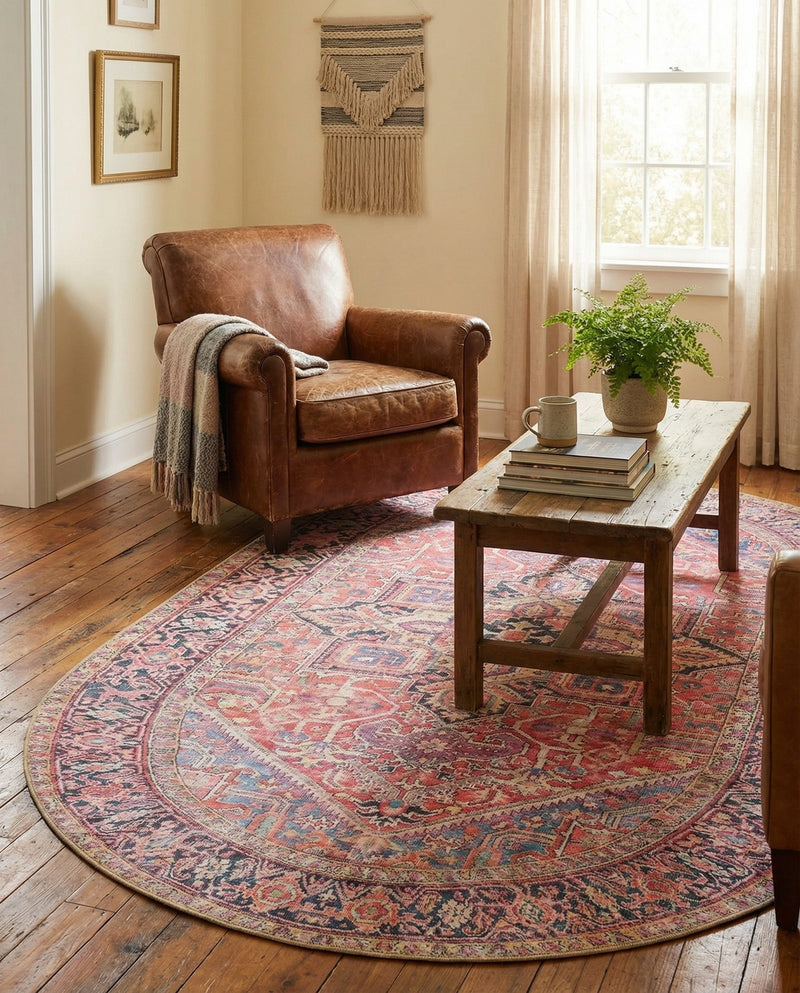 Heritage Elegance Collection Area Rug -  Alhambra Oval Red  lifestyle 63