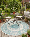 Patio Heritage Collection Area Rug -  Lafayette (Aqua) Round Aqua  lifestyle 67