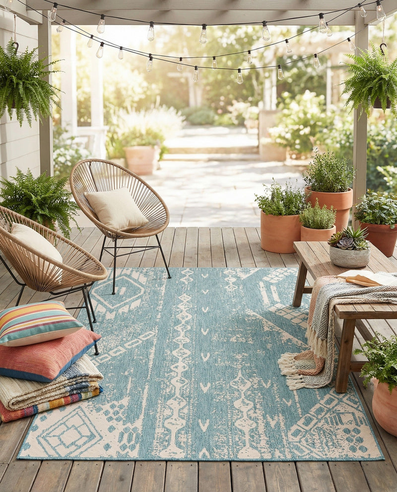 Desert Nomad Terrace Collection Area Rug - Sahara (Light Aqua) Rectangle Light Aqua  lifestyle 21