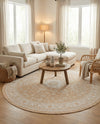 Tribal Terrace Treasures Collection Area Rug -  Incan Isle (Natural) Round Natural  lifestyle 76