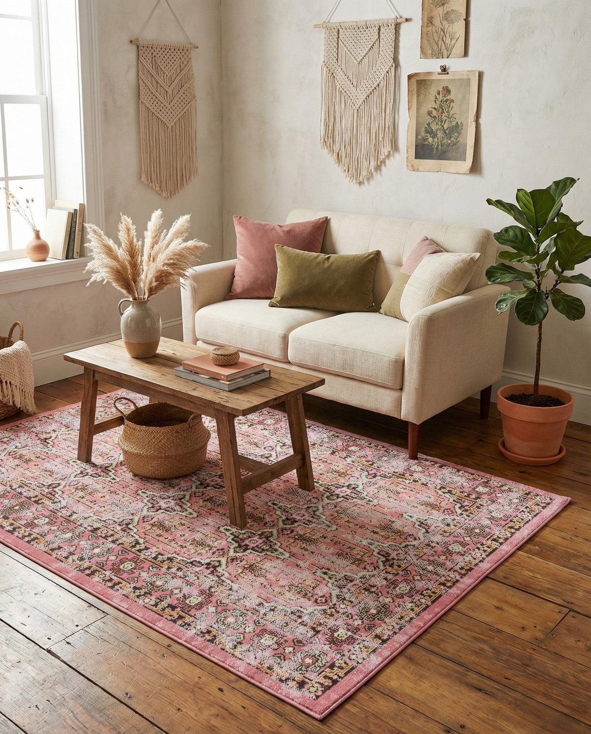 Geneva Terrace Collection Area Rug -  Nyon Rectangle Pink  lifestyle 22