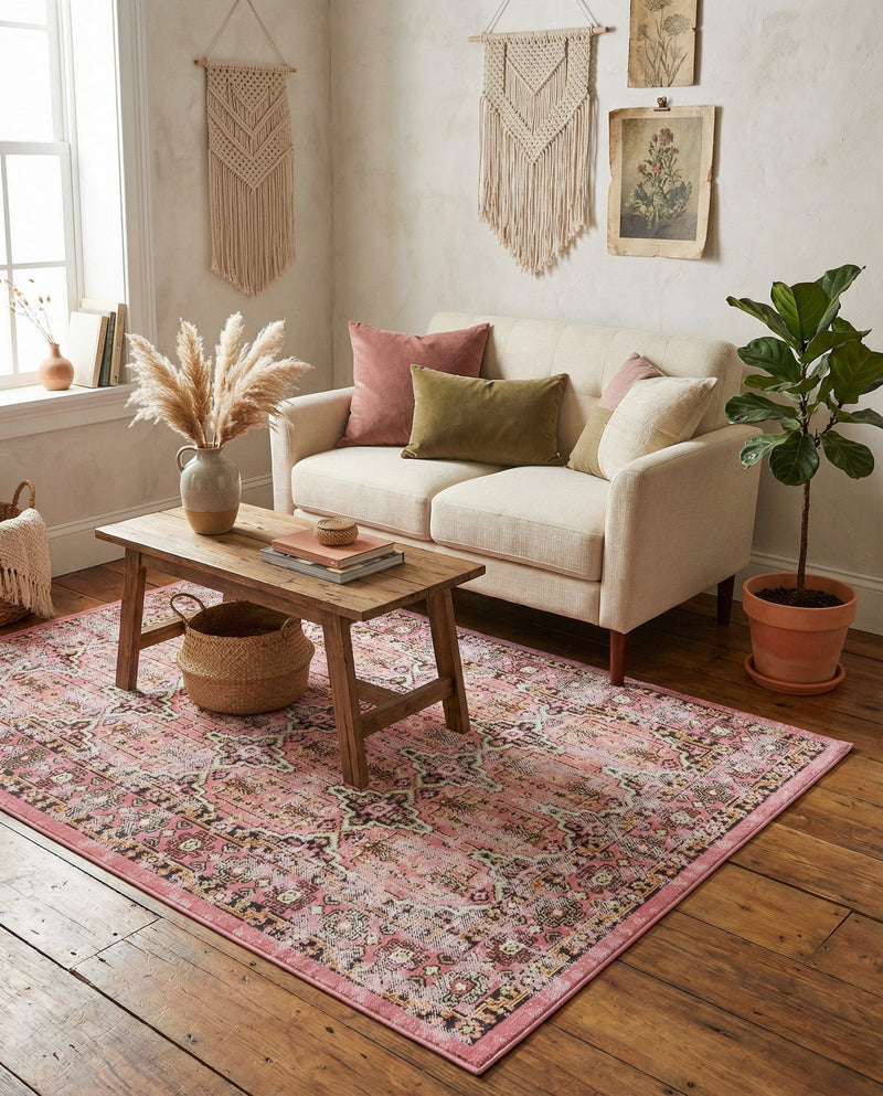 Geneva Terrace Collection Area Rug -  Nyon Rectangle Pink  lifestyle 22