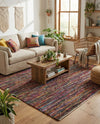 Thar Cotton Collection Area Rug - Alleppey Square Multi Black  lifestyle 65
