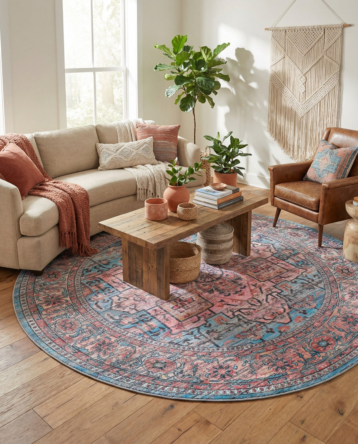 Zahara Oasis Collection Area Rug -  Fez Round Blue  lifestyle 84