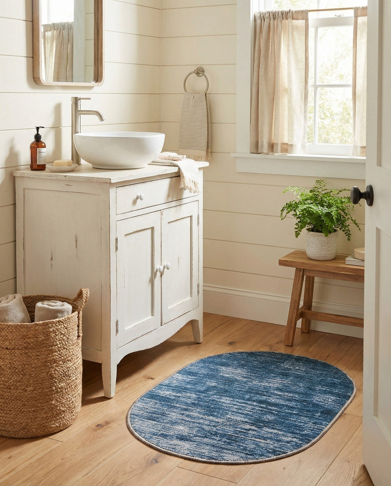 Sahara Essence Collection Area Rug - Oasis (Blue) Oval Blue  lifestyle 38