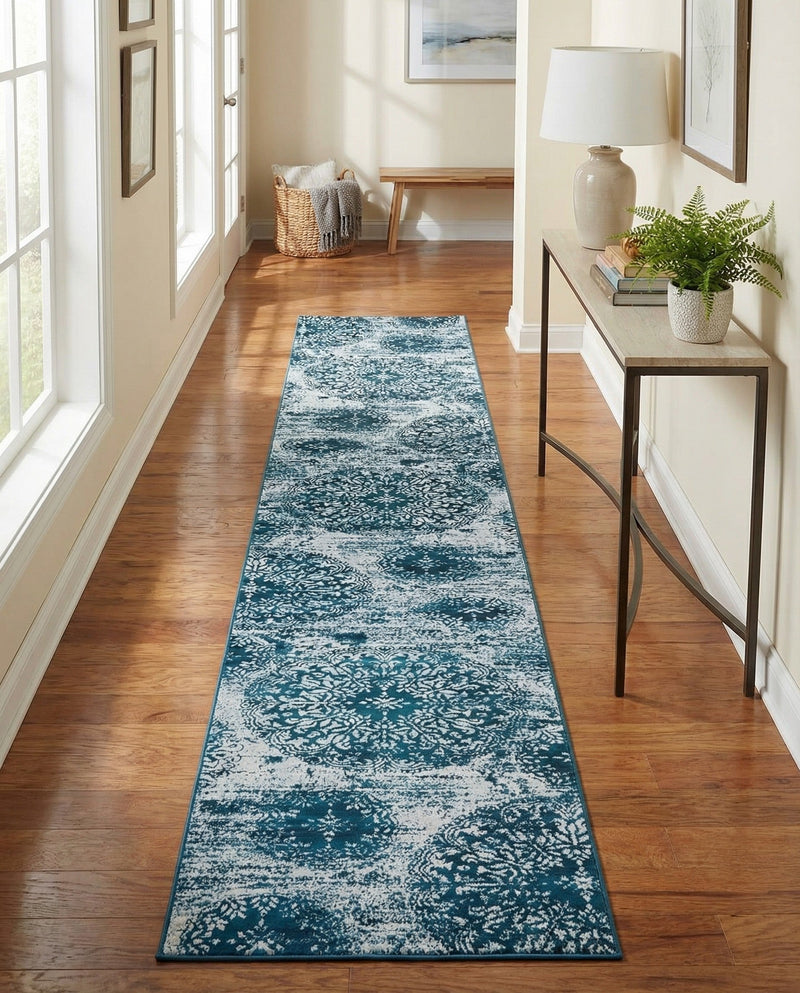 Riviera Elegance Collection Area Rug -  Monaco (Blue) Runner Blue  lifestyle 63